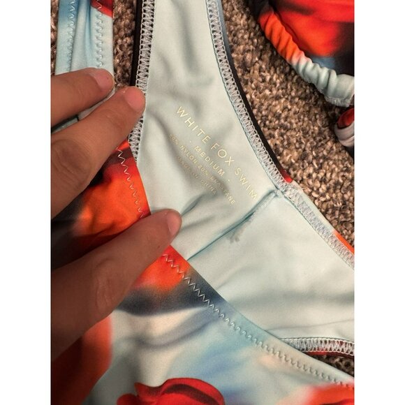 White Fox Swimwear 2 Piece Bathing Suit Multicolored Cheeky Medium EUC - Picture 5 of 5